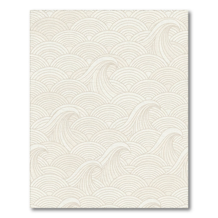 Cream Abstract Swirl Wave Rug
