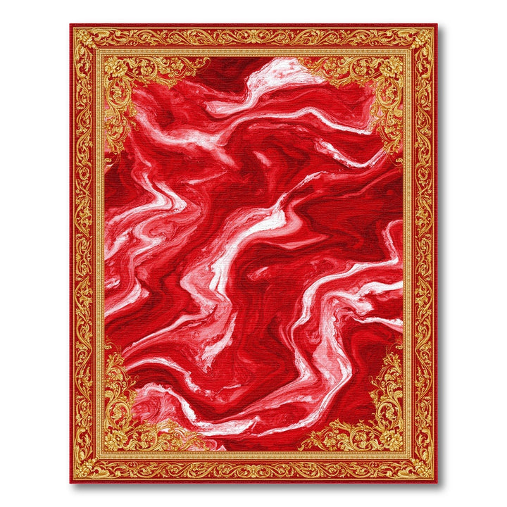 Red Marble Ornate Persian Area Rug