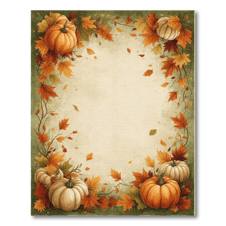 Orange Rustic Farmhouse Autumn Pumpkin Harvest Area Rug