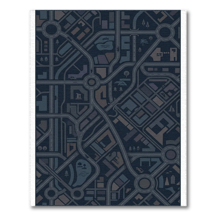 Urban City Street Map Weave Rug