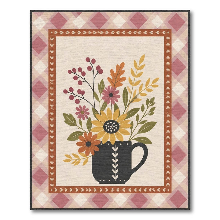 Black Mug Autumn Floral Area Rug