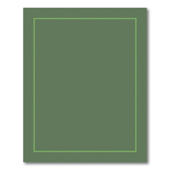 Earthy Olive Green Geometric Border Rug