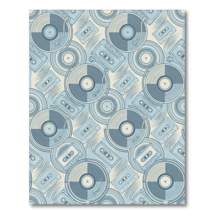 Retro Blue Vinyl Cassette Collection Rug