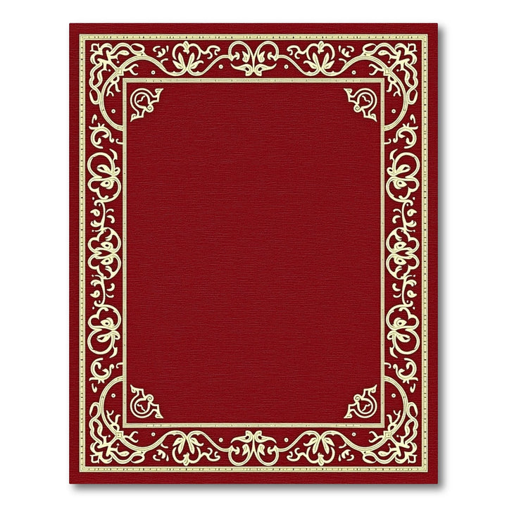 Crimson Gold Ornate Floral Border Rug