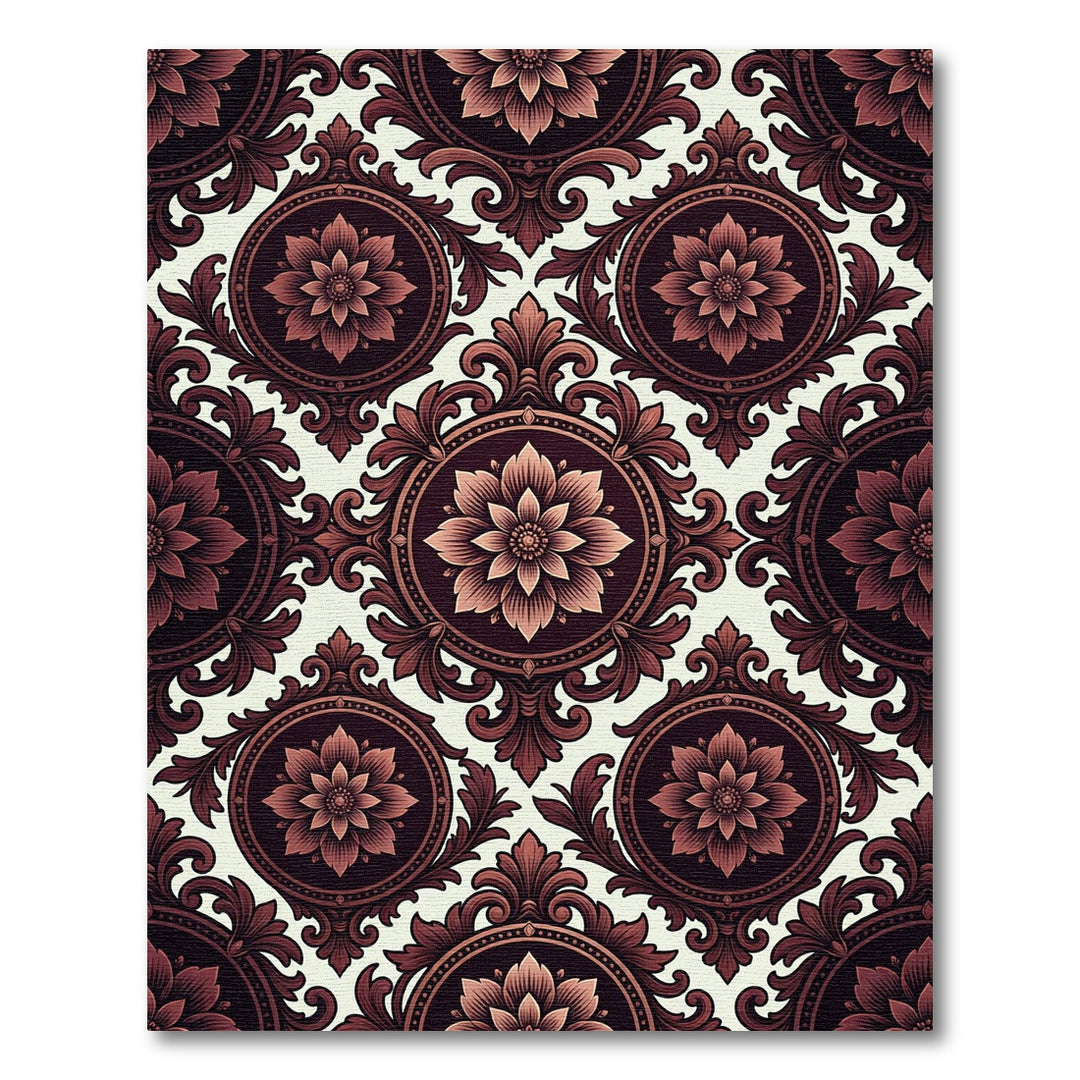 Ornate Deep Red Floral Medallion Rug