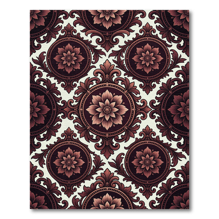 Ornate Deep Red Floral Medallion Rug