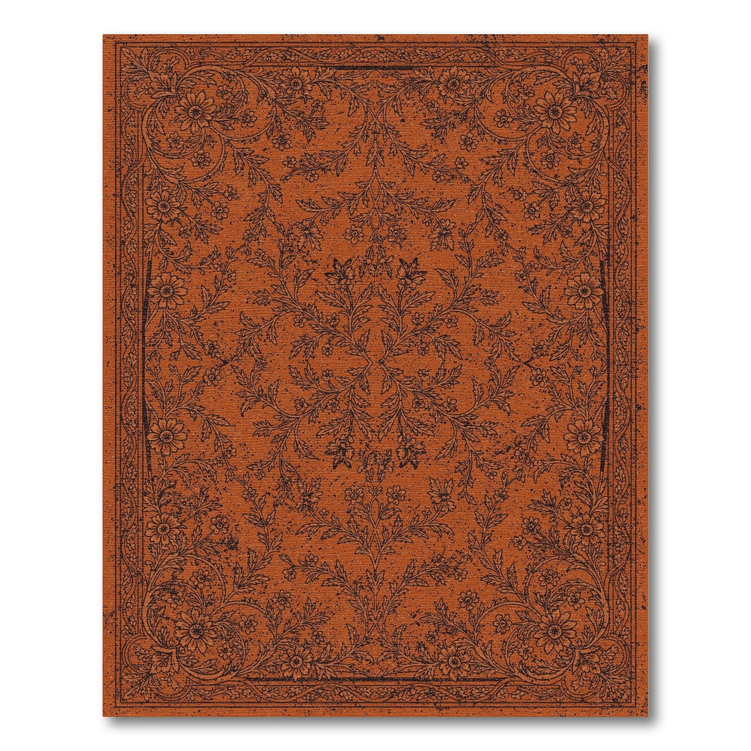 Orange Floral Vintage Area Rug