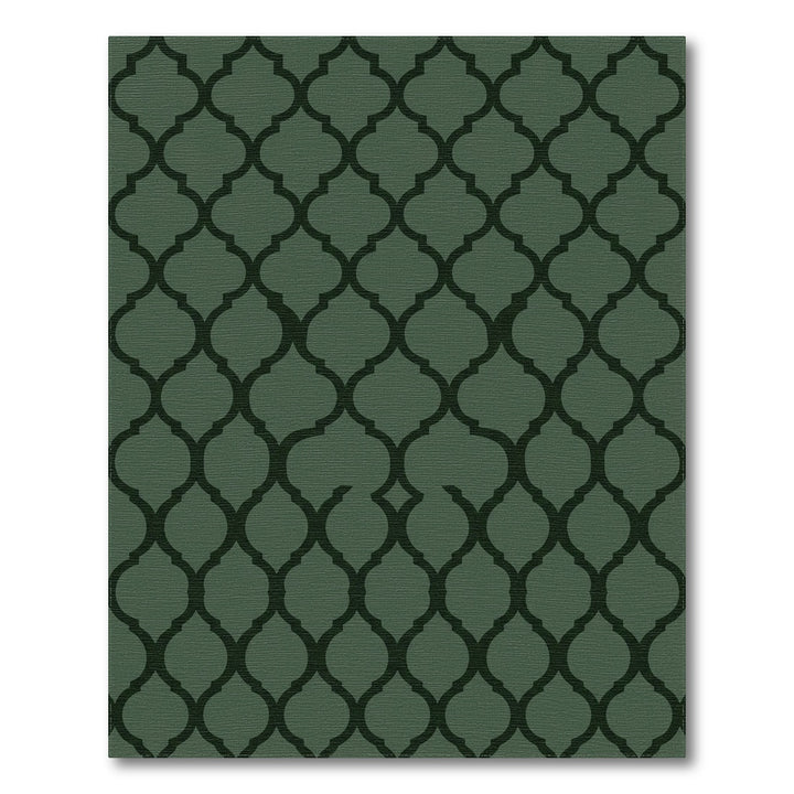Deep Forest Green Quatrefoil Lattice Rug