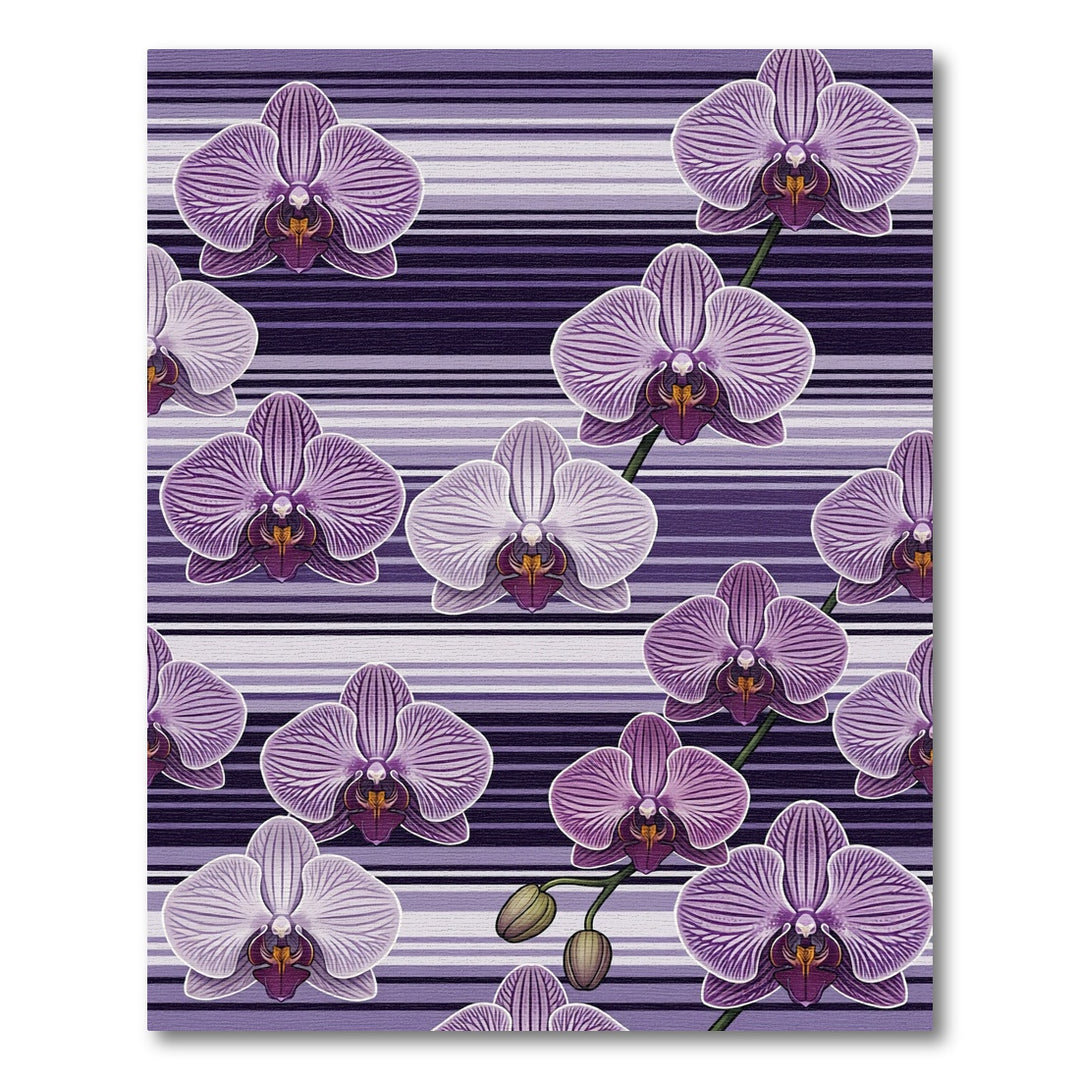 Purple Orchid Stripes Floral Rug