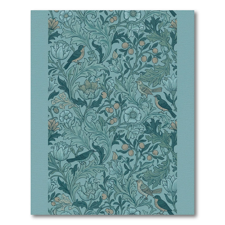 Teal Floral Birds and Fruit Garden Rug