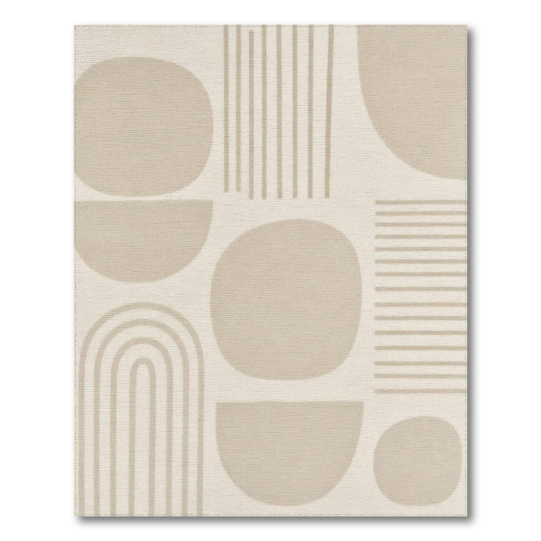 Beige Geometric Abstract Area Rug