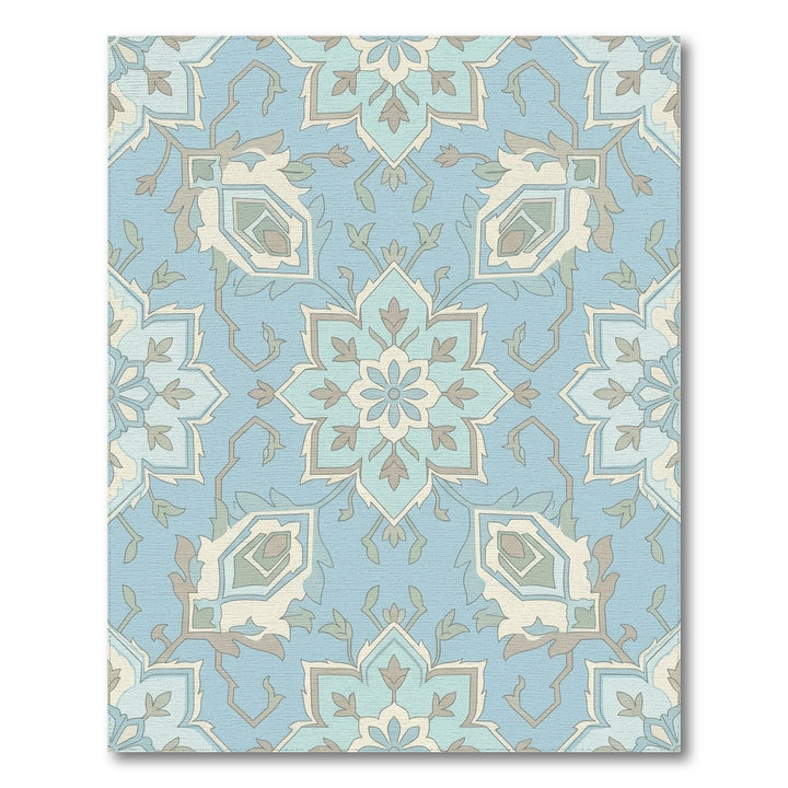 Light Blue Medallion Floral Arabesque Rug