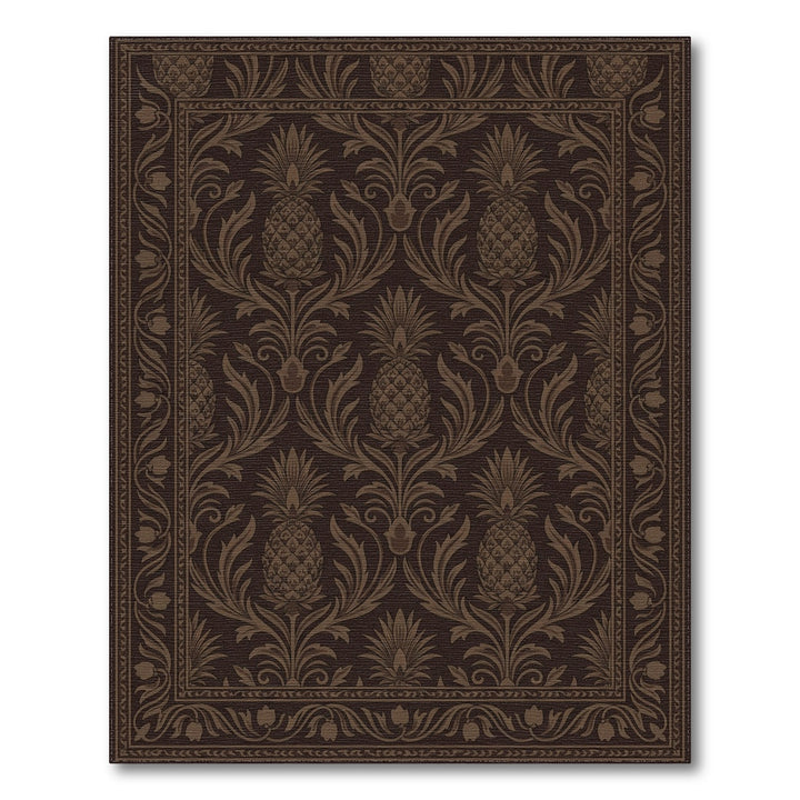 Rich Brown Pineapple Damask Jacquard Rug