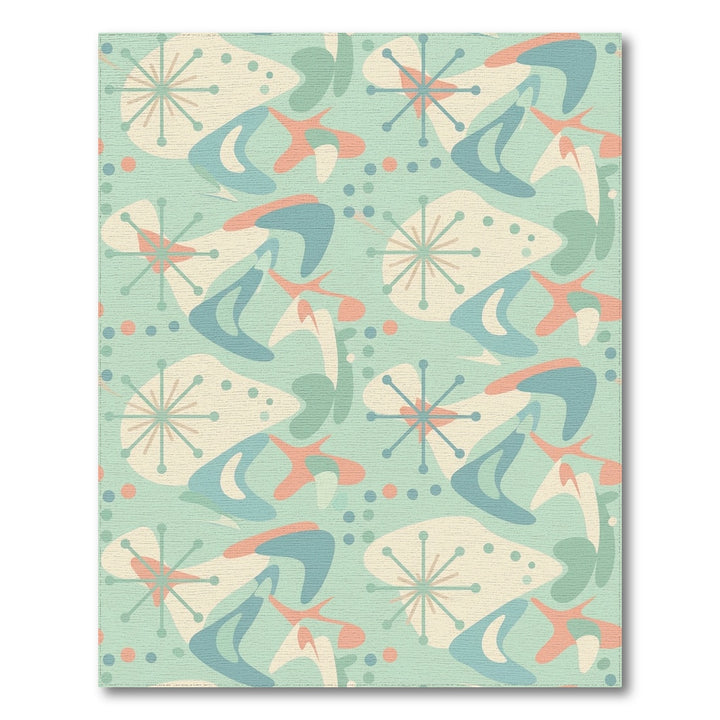 Mint Green Retro Starburst Boomerang Rug