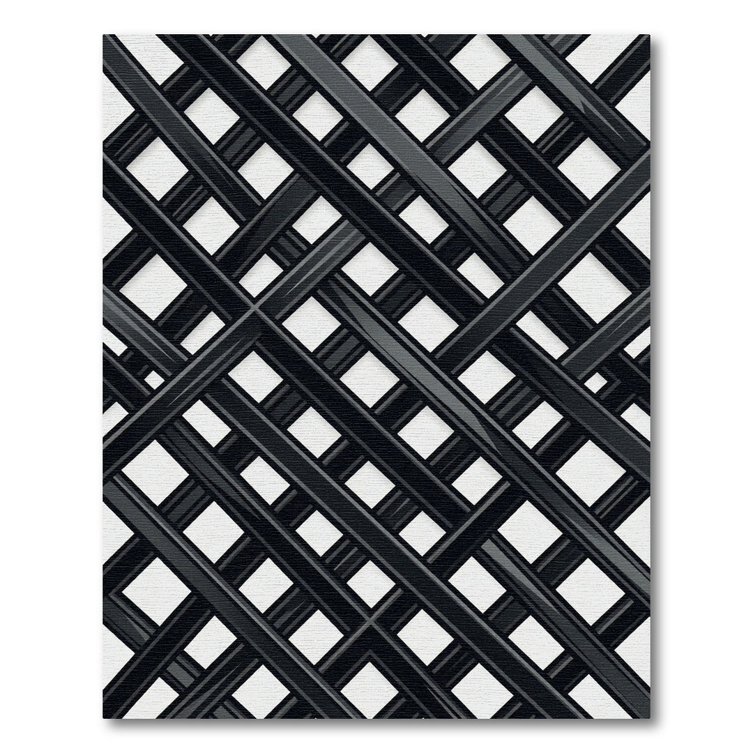Bold Black Lattice Abstract Rug