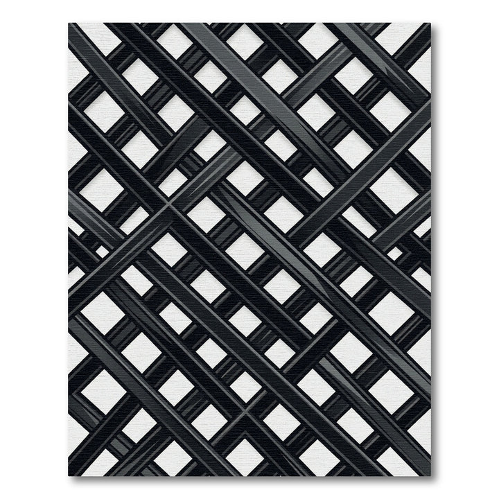 Bold Black Lattice Abstract Rug