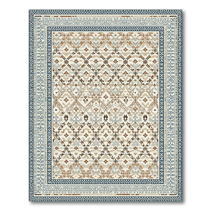 Blue Border Traditional Persian Area Rug