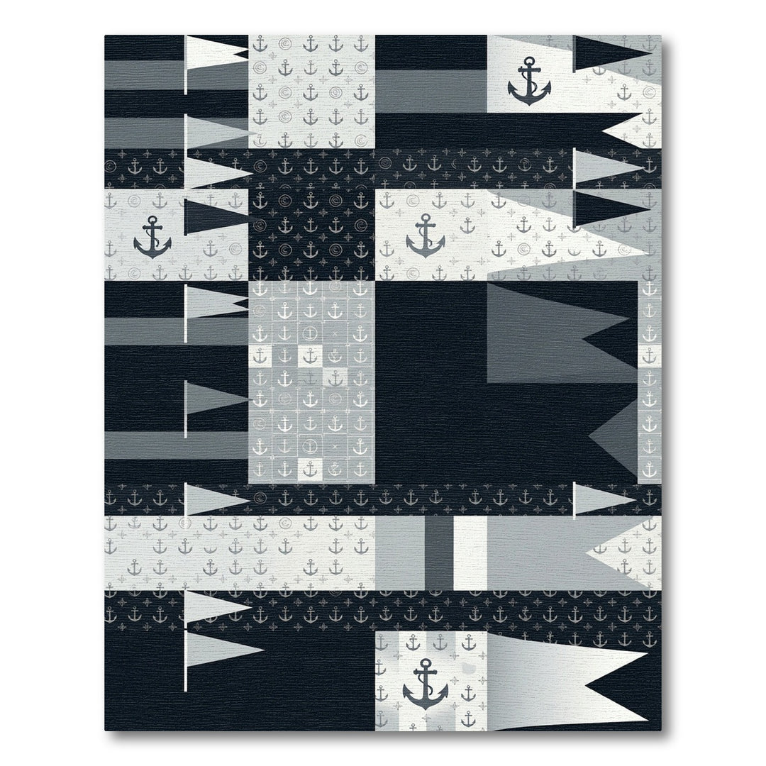 Nautical Anchor Gray Geometric Rug