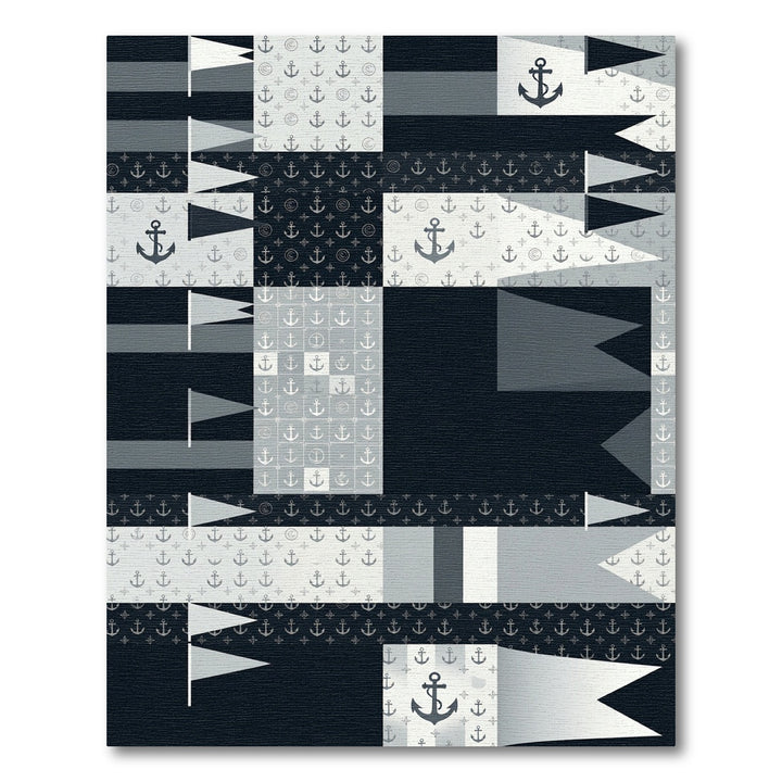 Nautical Anchor Gray Geometric Rug