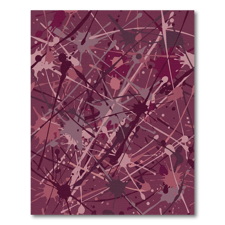 Burgundy Splatter Abstract Paint Rug