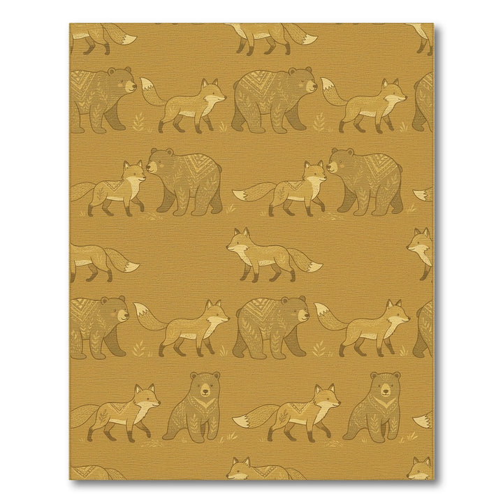 Golden Earthy Woodland Animals Rug