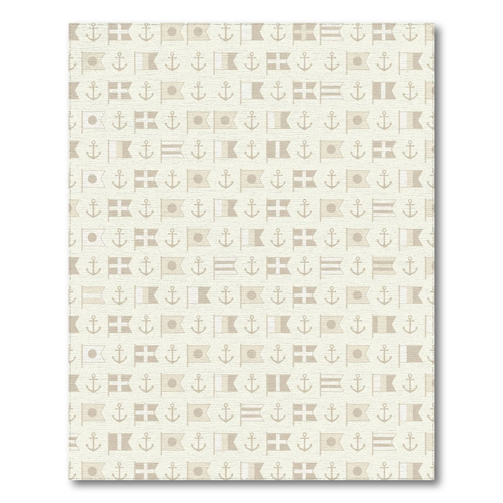 Nautical Flag Anchor Repeat Beige Rug