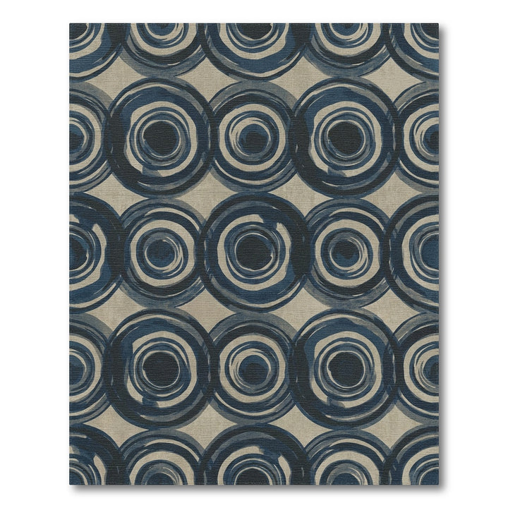 Ink Blue Concentric Circles Rug