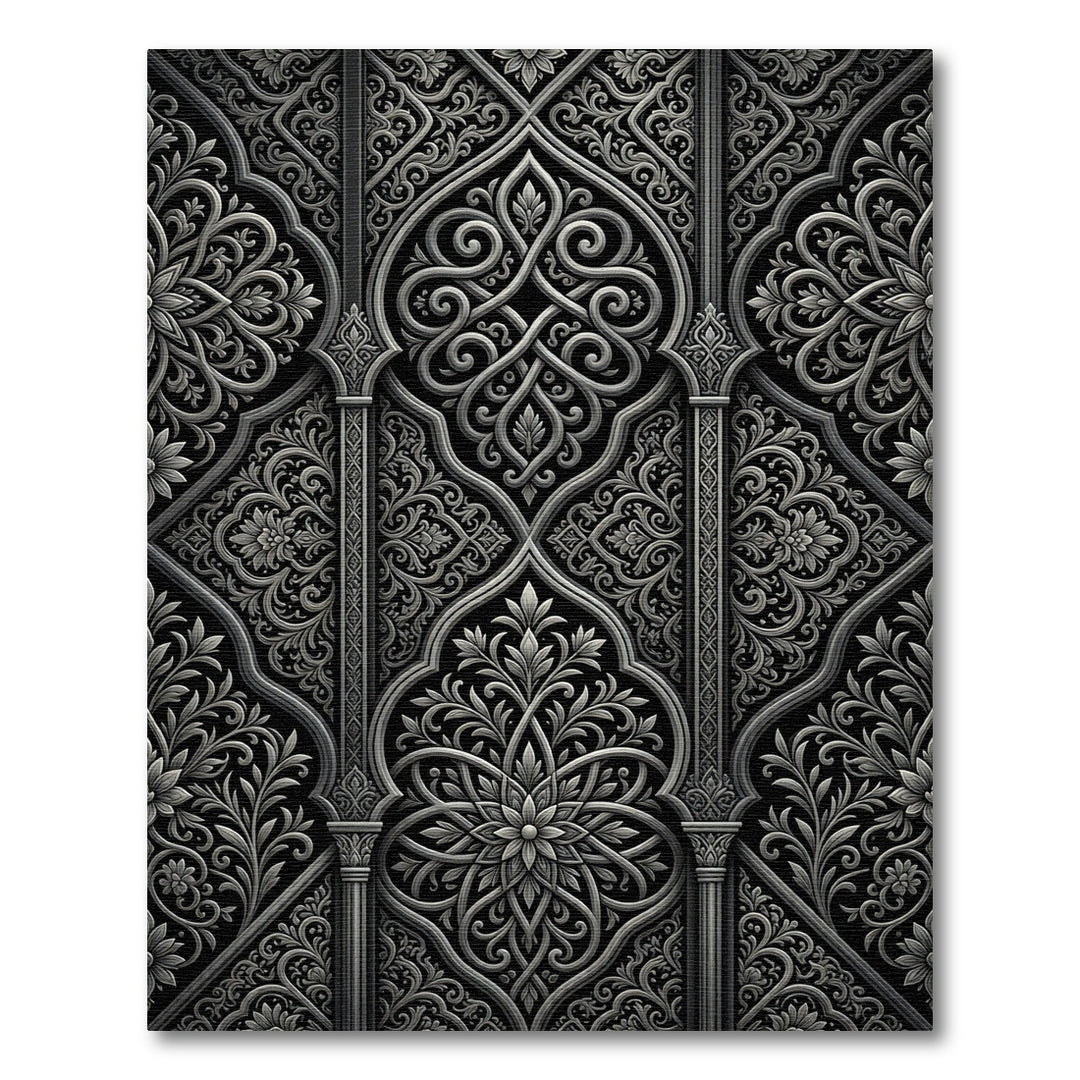 Ornate Islamic Floral Scrollwork Rug