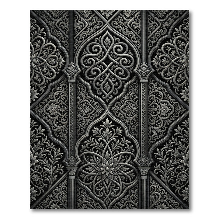 Ornate Islamic Floral Scrollwork Rug