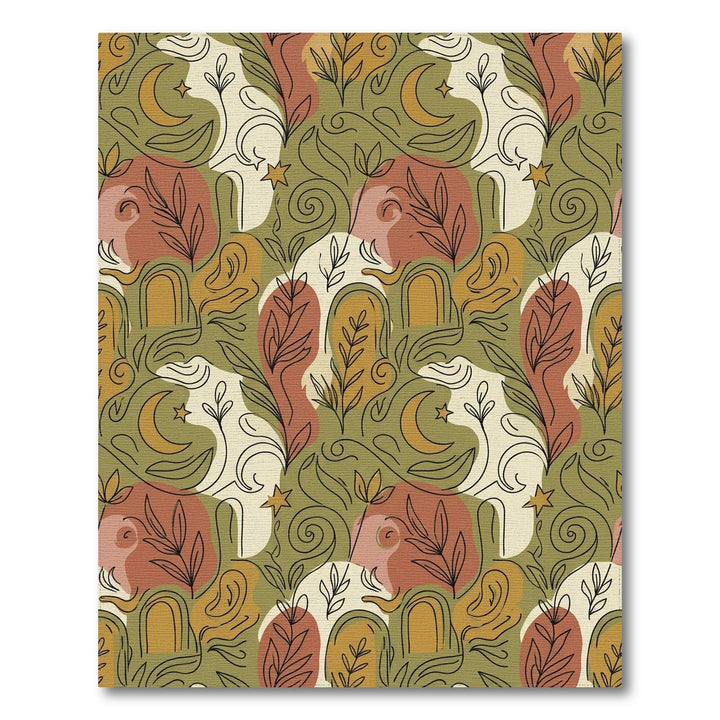 Earthy Abstract Celestial Botanical Elements Rug