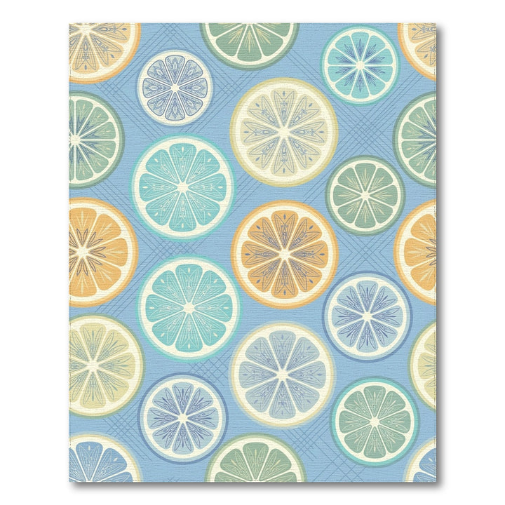 Citrus Medley With Blue Grid Rug