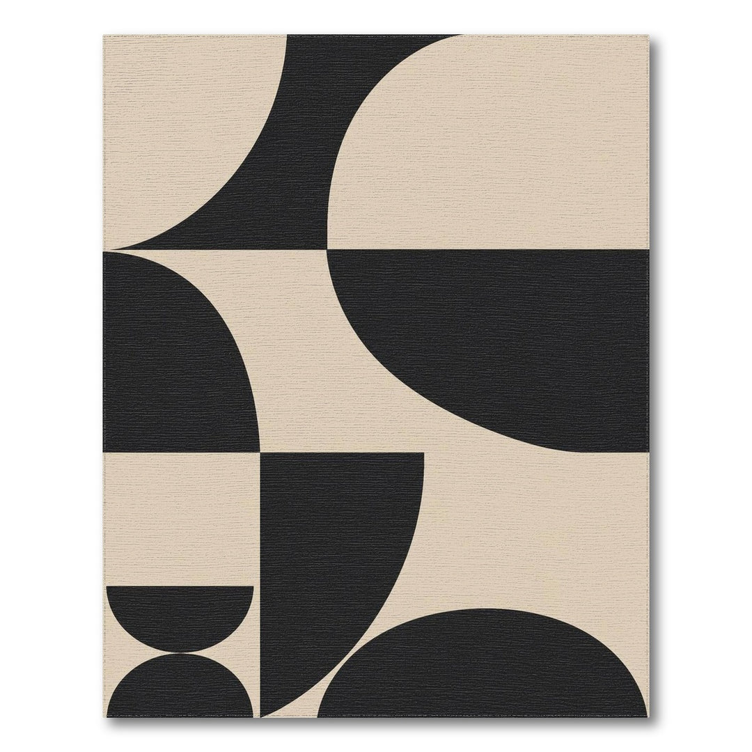 Black Beige Geometric Area Rug