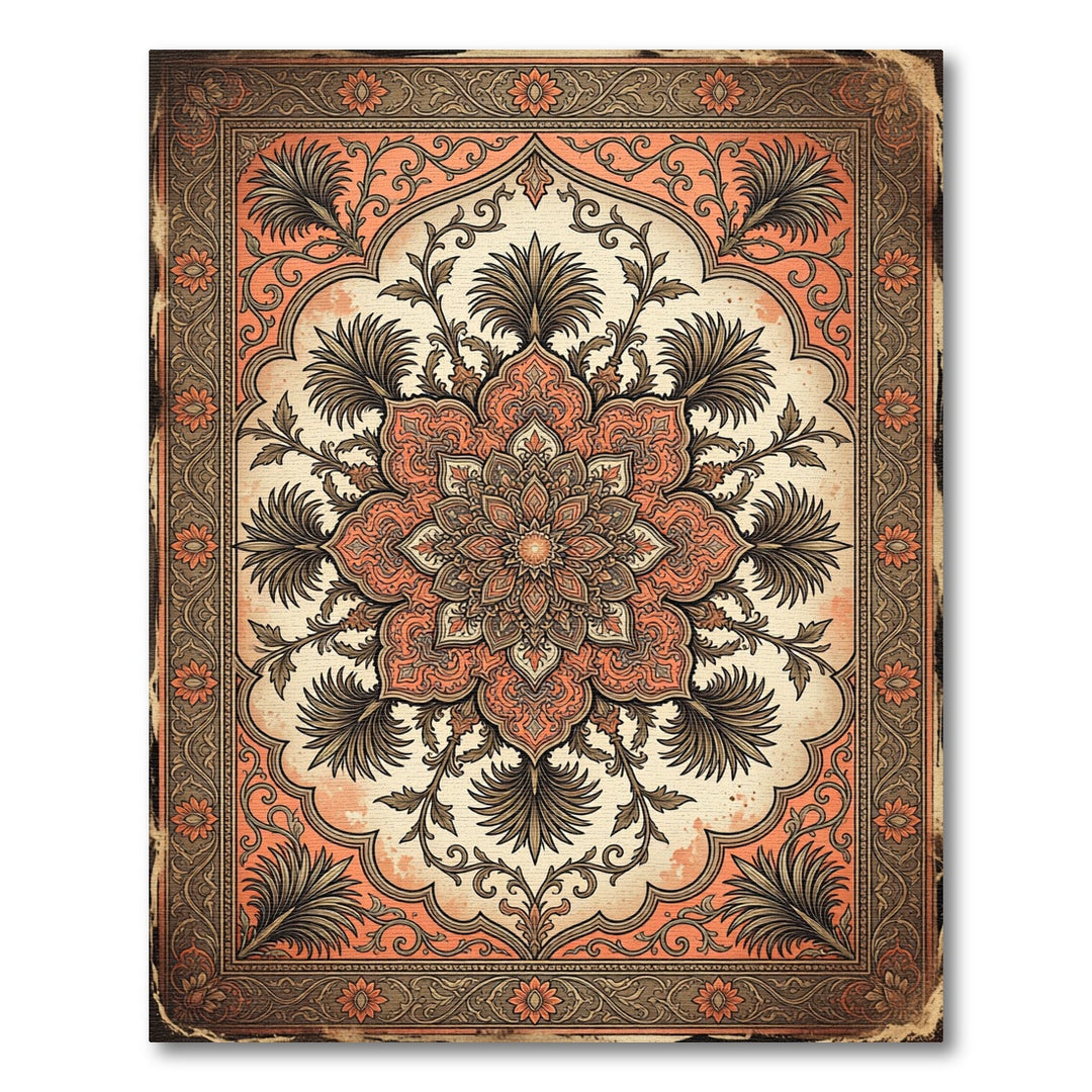 Coral Blossom Arch Mandala Rug