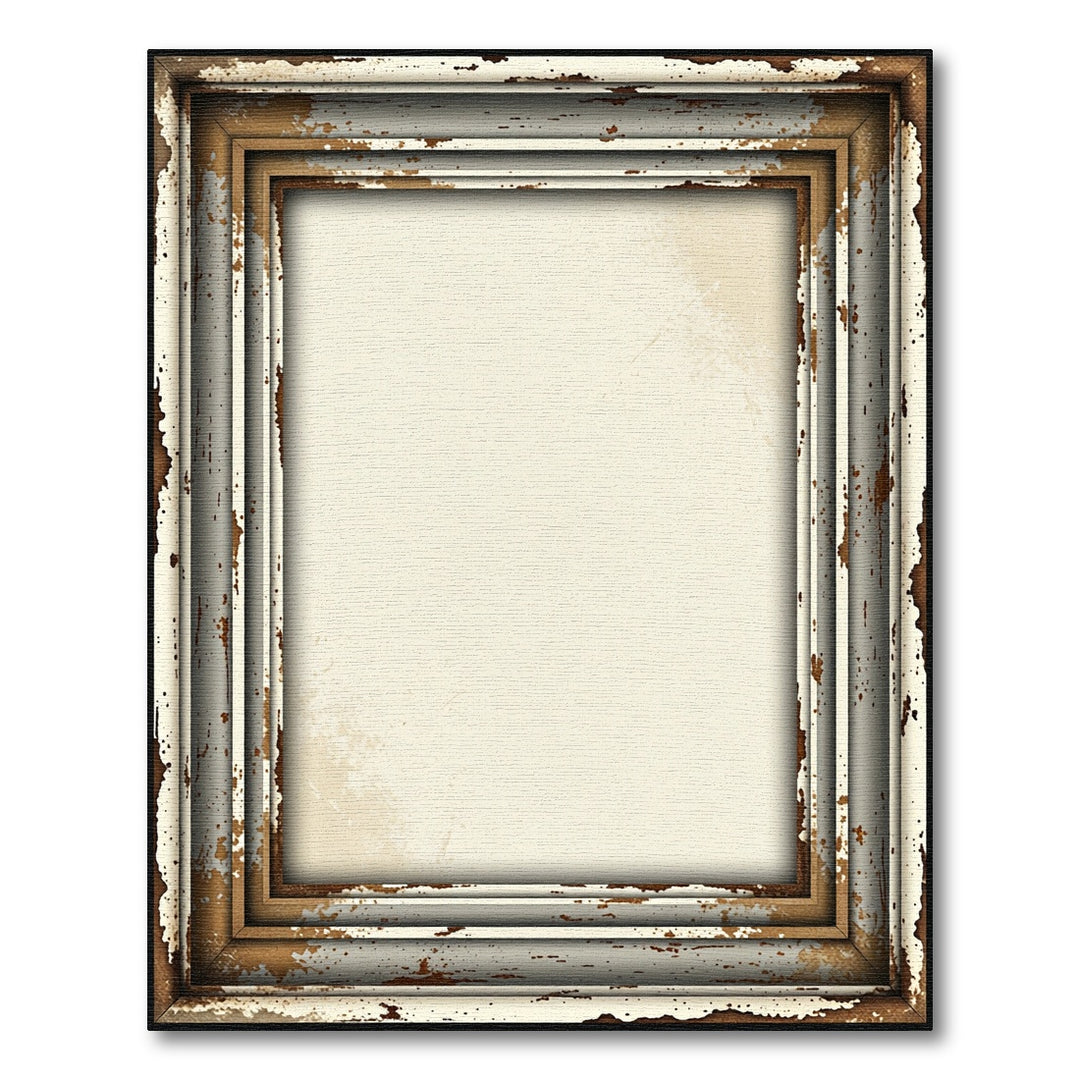 Rustic Cream Distressed Wood Frame Rug