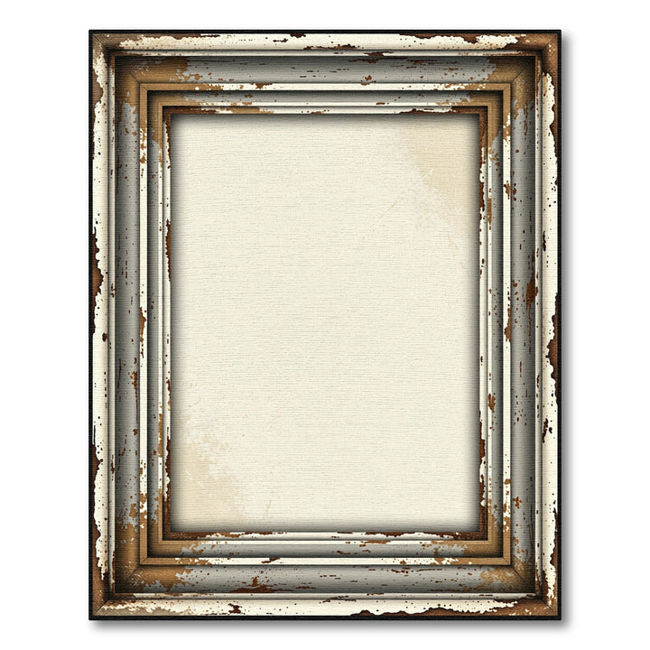 Rustic Cream Distressed Wood Frame Rug