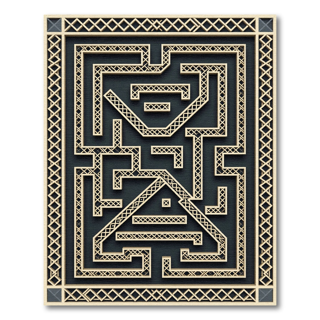 Geometric Maze Cream and Black Rug
