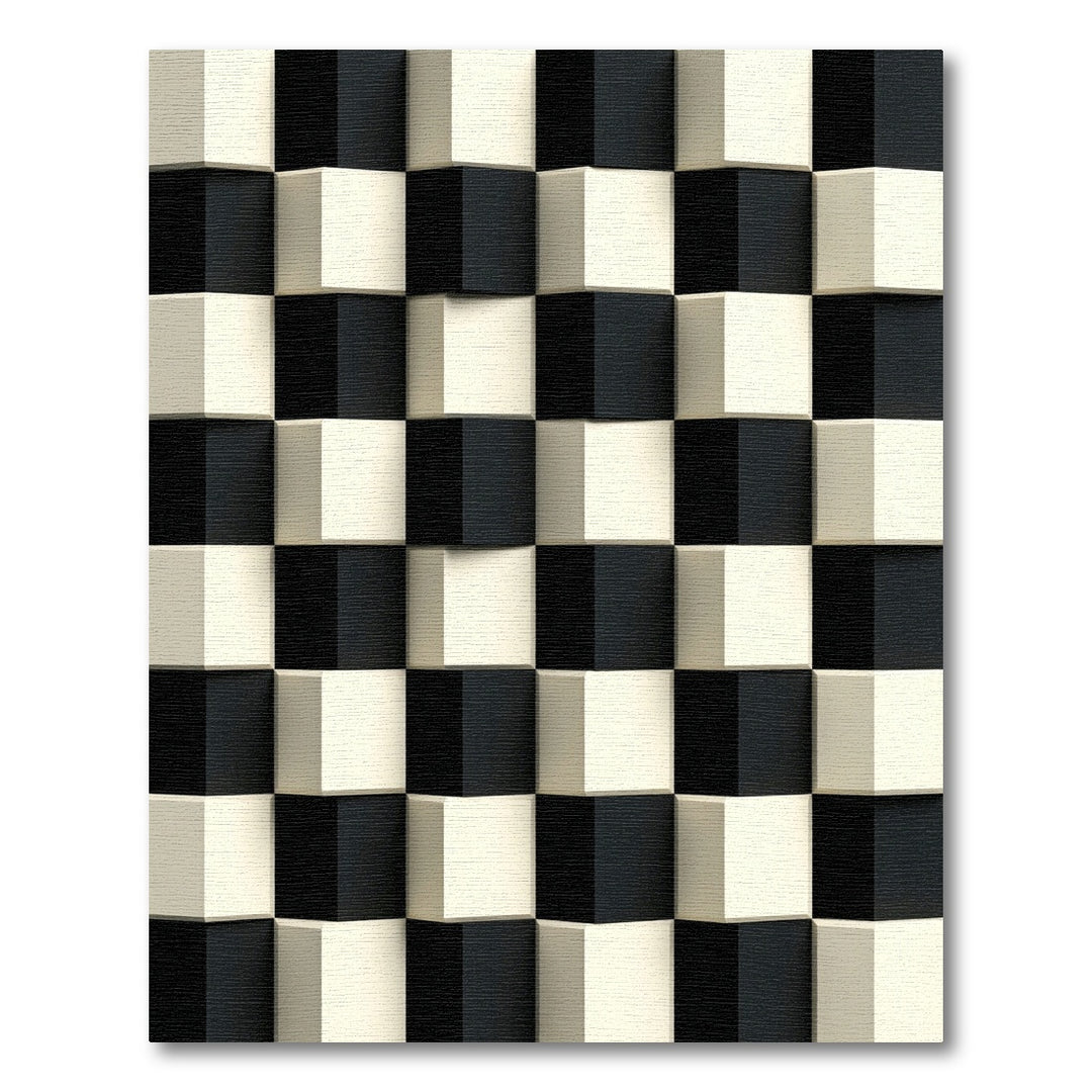 Black Cream Cube Optical Illusion Rug