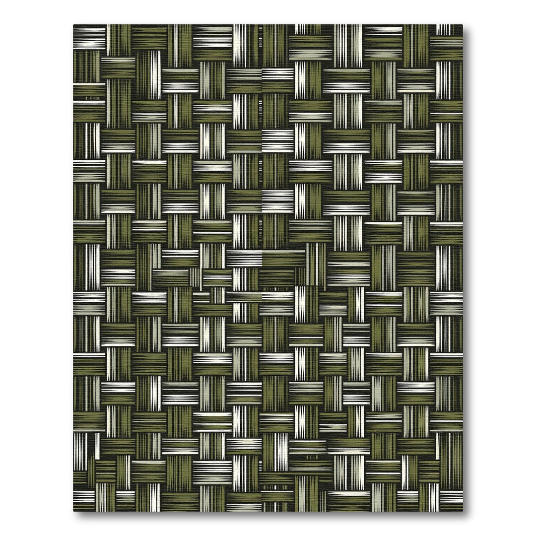 Woven Olive Green Abstract Rectangle Rug