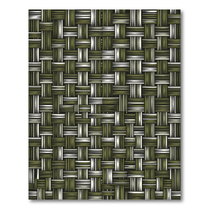 Woven Olive Green Abstract Rectangle Rug
