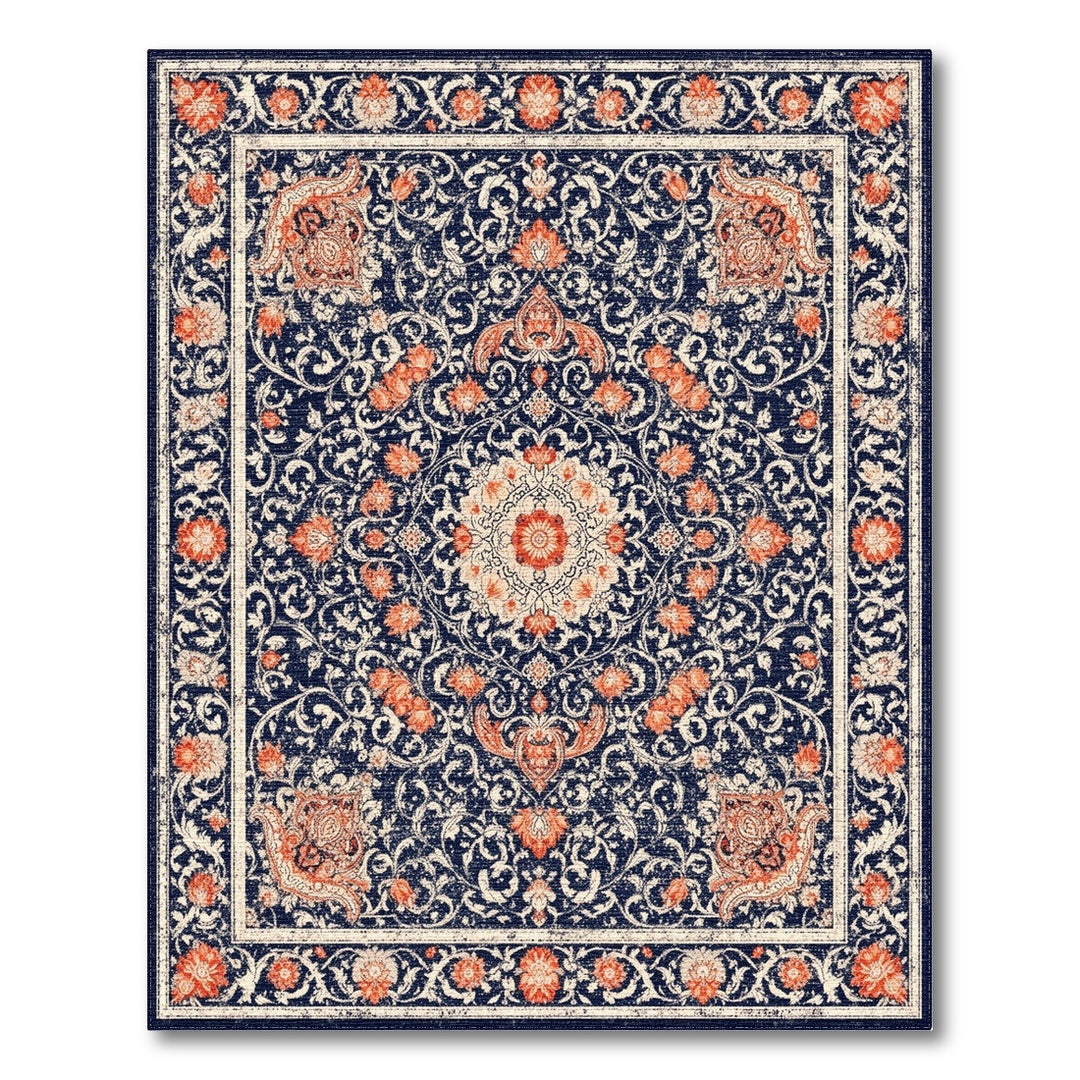 Navy Blue Traditional Persian Area Rug