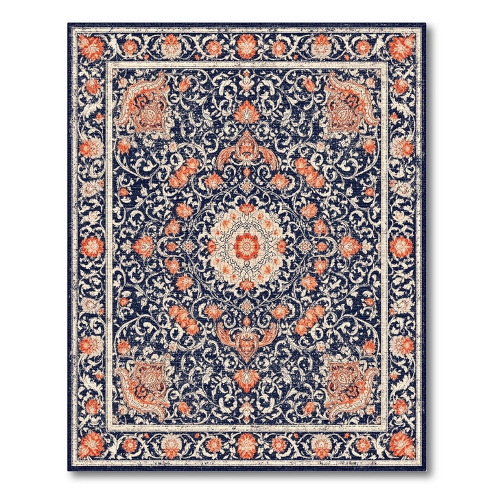 Navy Blue Traditional Persian Area Rug