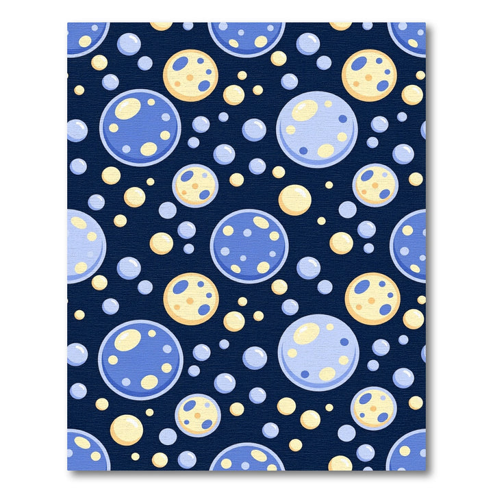 Circular Blue Yellow Orbs Dark Background Rug