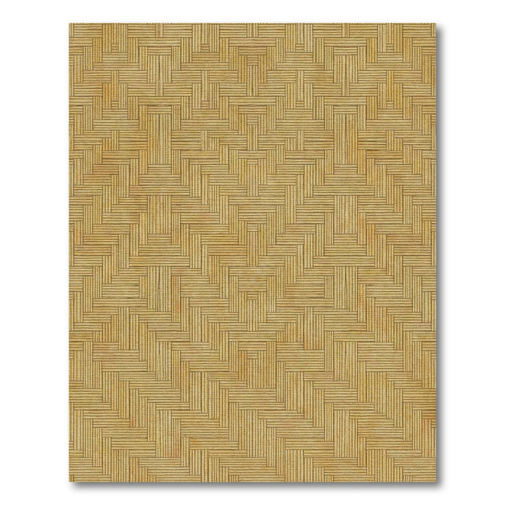 Woven Tan Geometric Basketweave Rug