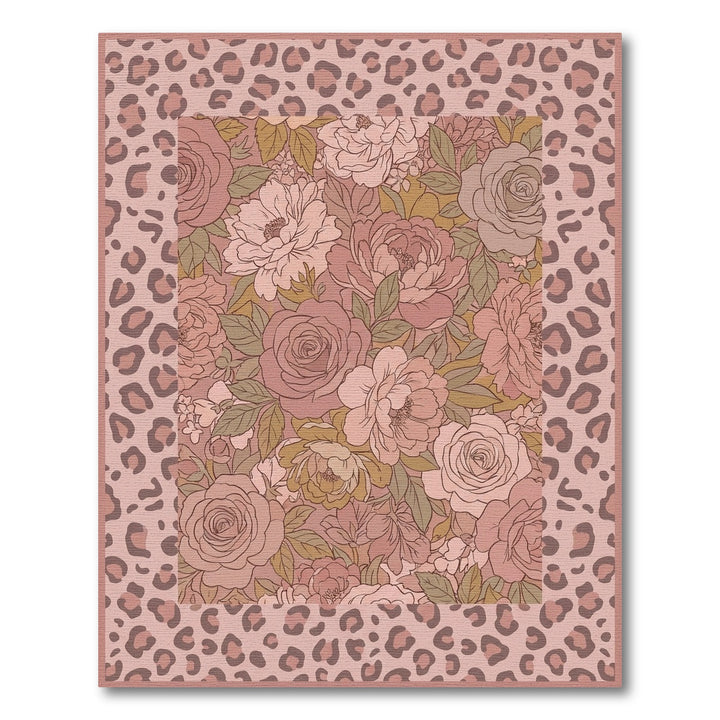 Blush Leopard Floral Garden Medley Rug