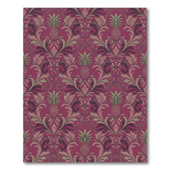 Crimson Pineapple Damask Floral Rug
