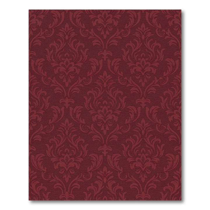 Deep Crimson Floral Damask Rug