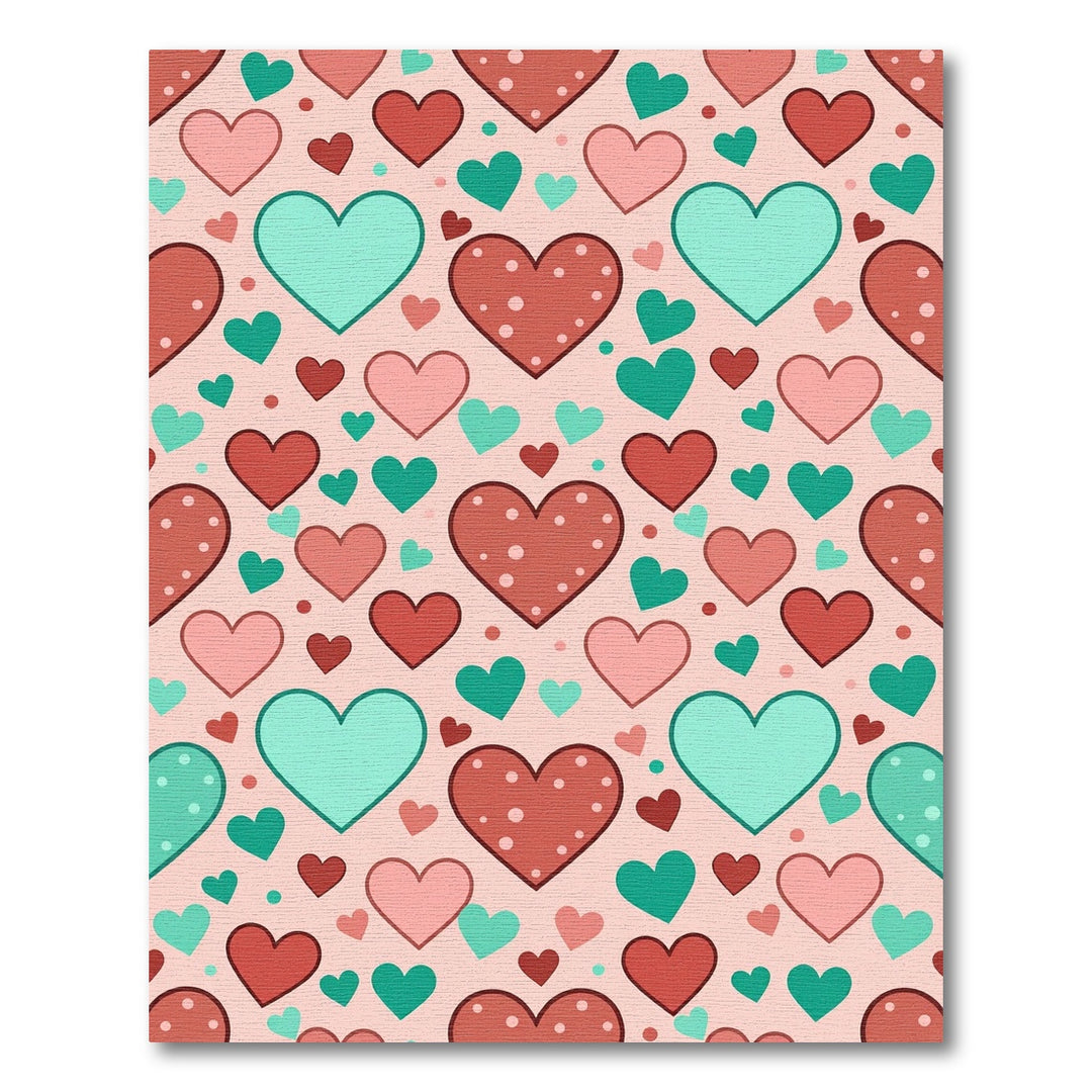 Sweet Heart Valentine's Day Coral Teal Rug