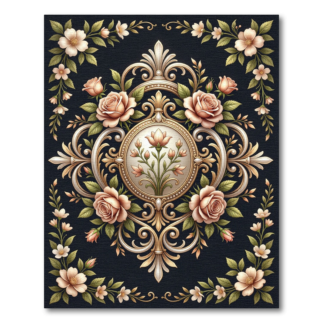 Elegant Rose Medallion Floral Rug