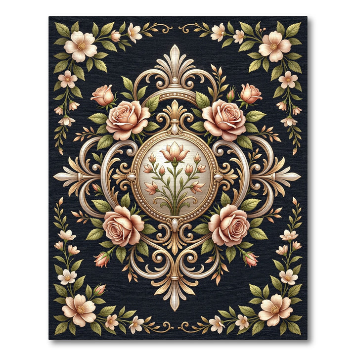 Elegant Rose Medallion Floral Rug