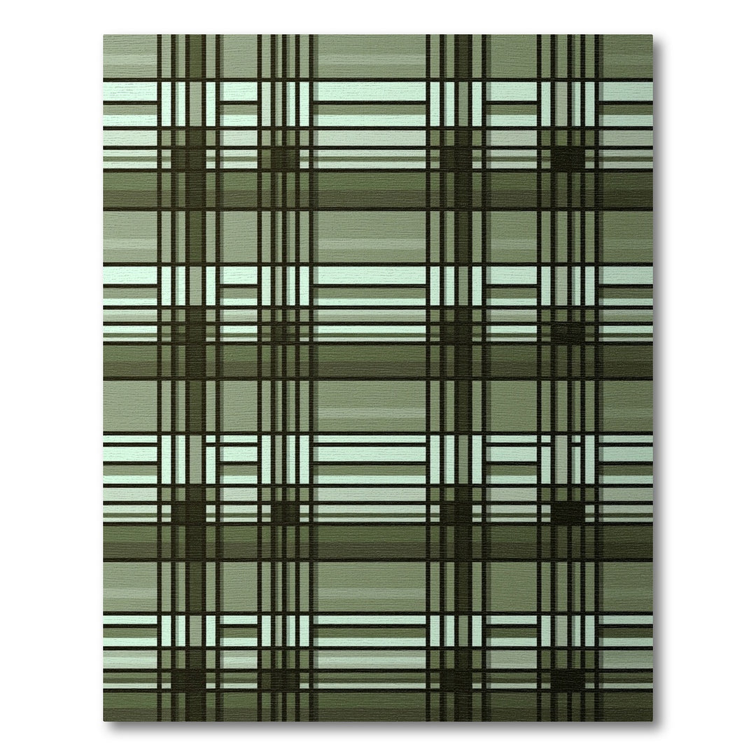 Olive Green Plaid Geometric Grid Rug
